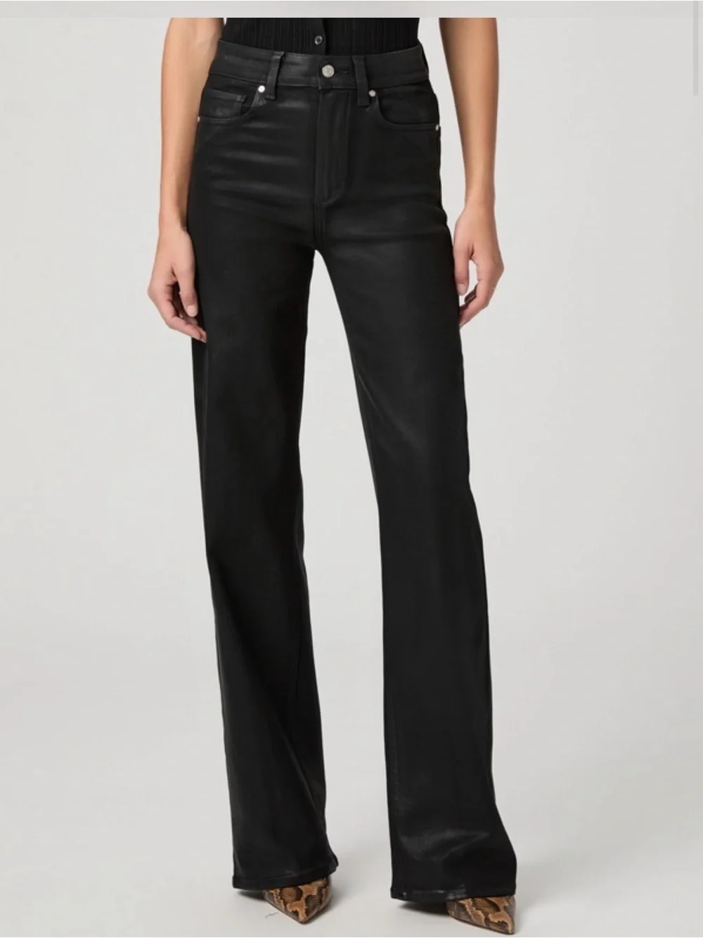 Sasha 32 Inch Wide Leg Jean - Navy Seascape Luxe Coating